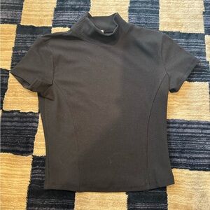 ALO Yoga Black Mock Neck Short Sleeve Top